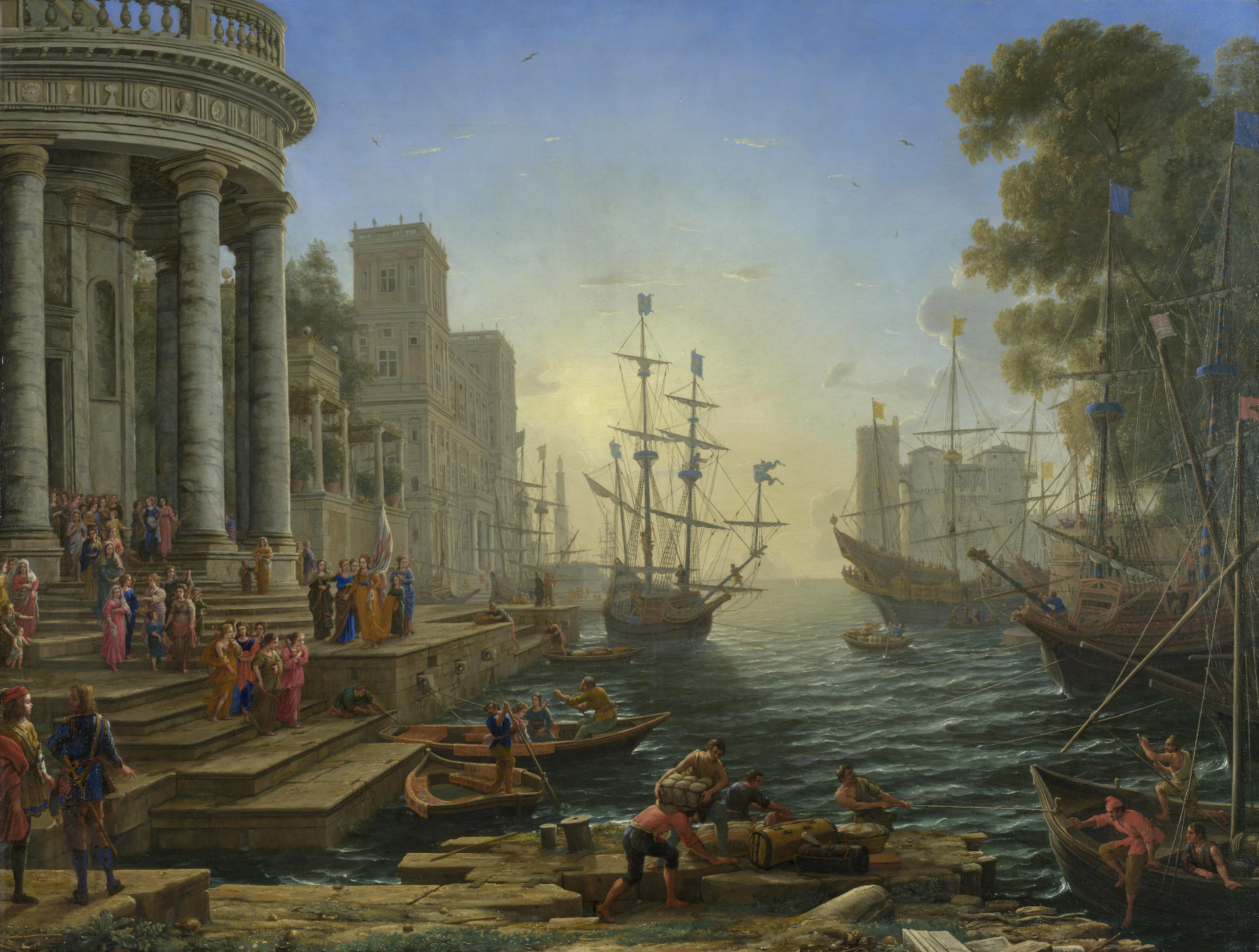 Seaport with the Embarkation of Saint Ursula by Claude Gellée (Le Lorrain)